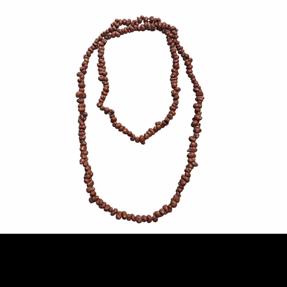 Long Brown Bead Necklace – Natural Boho Style – Earth Tone 20 inch